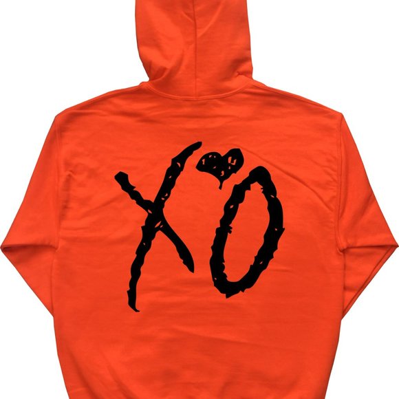 The Weeknd Hoodie XO Designs Orange (Black Print) - Picture 2 of 2